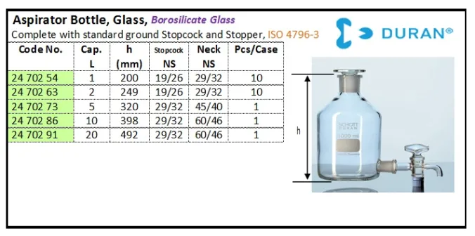 GLASSWARE Aspirator Bottle aspirator bottle glass
