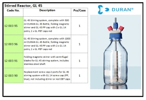 GLASSWARE Stirred Reactor, GL 45 stirred reactor gl 45