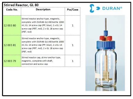 GLASSWARE Stirred Reactor, GL 80 stirred reactor gl 80